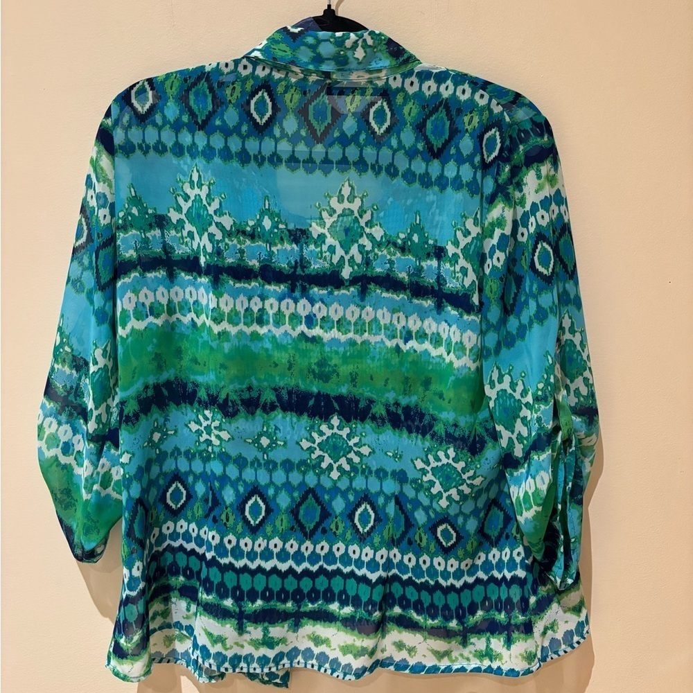Christopher & Banks Teal and Blue Patterned Blouse and Cami Set - Picture 2 of 4